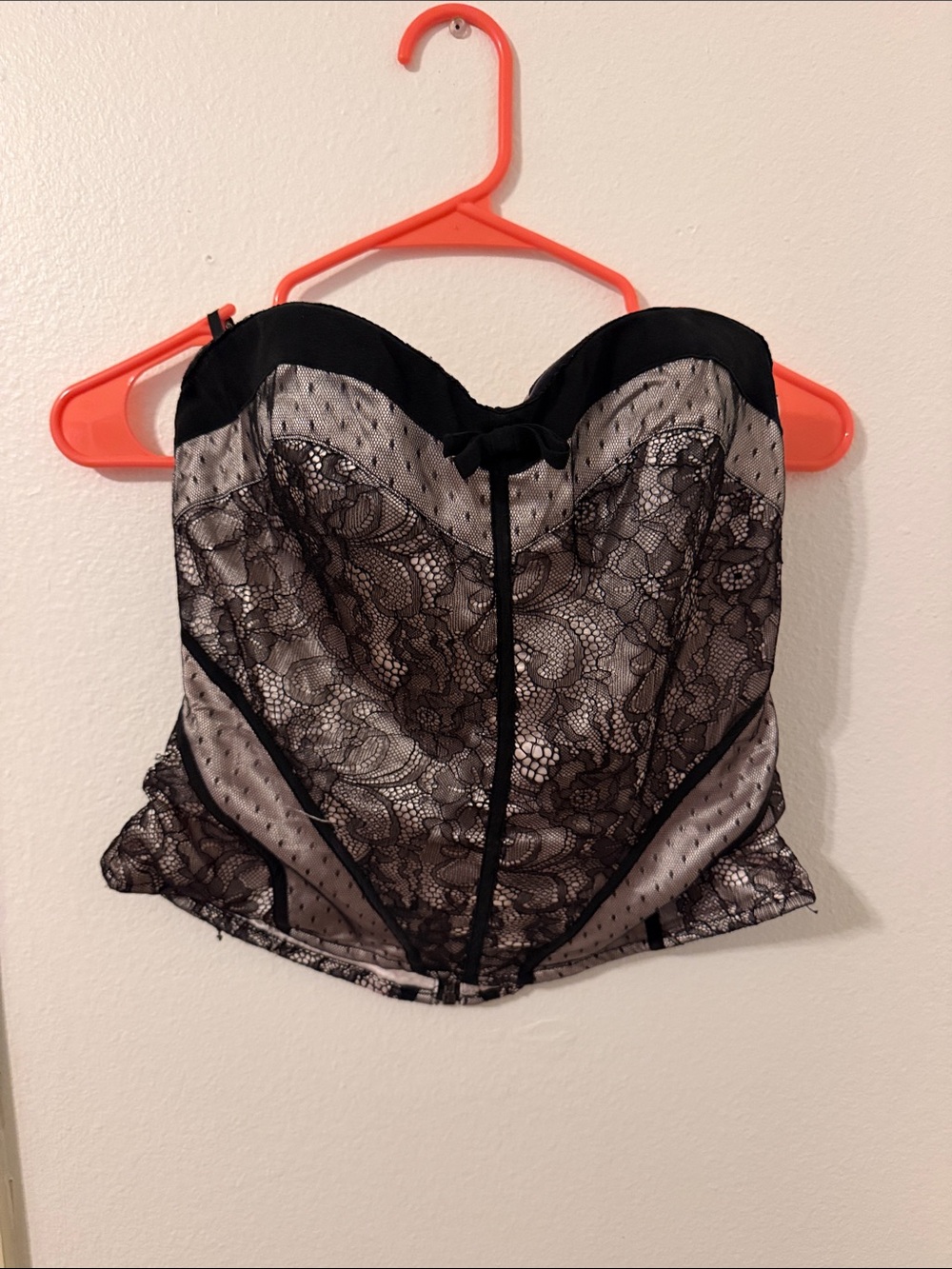 bebe Black Lace Overlay Strapless Bustier